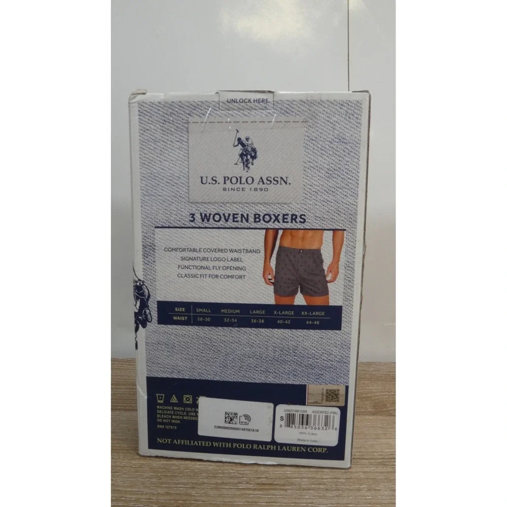 U.S POLO ASSN 3 WOVEN BOXERS BLUES COLLECTION SMALL 28-30